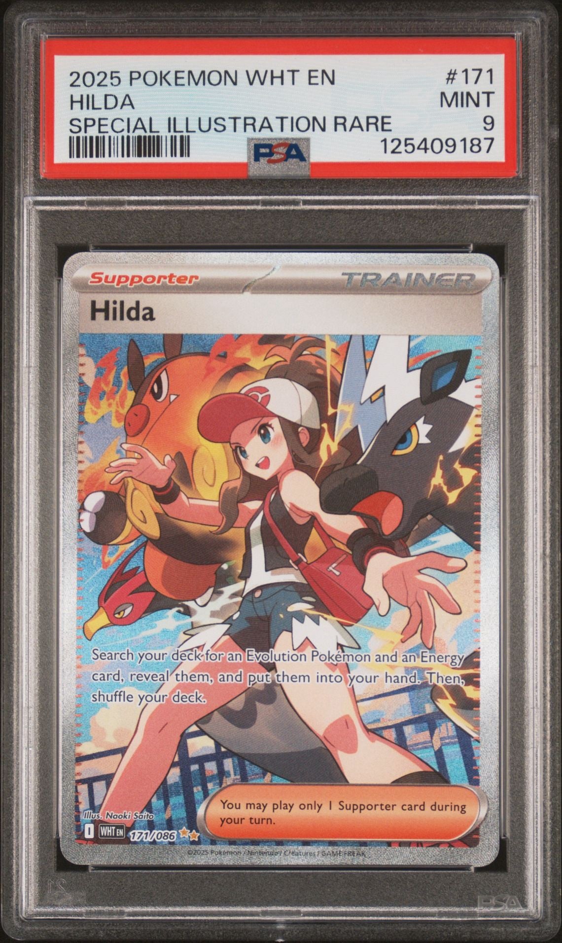 PSA 9 MINT - SIR HILDA - #171 - 2025 POKEMON WHITE FLARE (English)