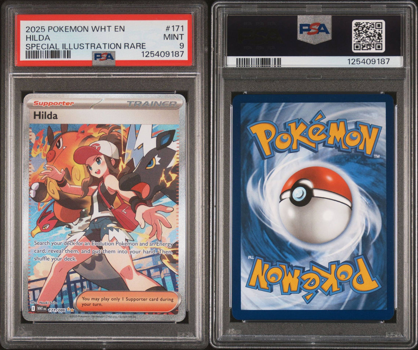 PSA 9 MINT - SIR HILDA - #171 - 2025 POKEMON WHITE FLARE (English)