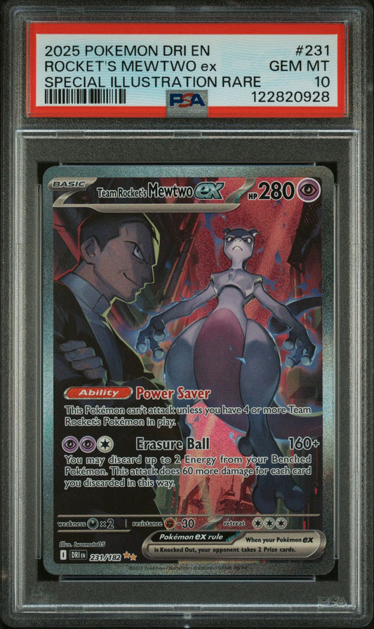 PSA 10 GEM MINT - SIR TEAM ROCKET’S MEWTWO - 2025 DESTINED RIVALS (English)